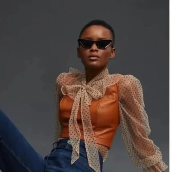 NWT Anthropologie Maeve Faux Leather Notch Tank 0 - Picture 7 of 7